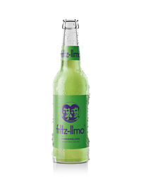 glasflasche fritz-limo honigmelone mit grünem etikett