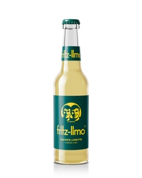 glasflasche fritz-limo ingwer-limette mit grünem etikett