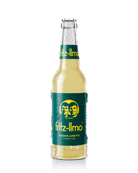 glasflasche fritz-limo ingwer-limette mit grünem etikett