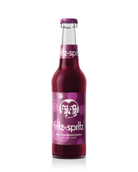 glasflasche fritz-spritz bio-traubenschorle mit violettem etikett
